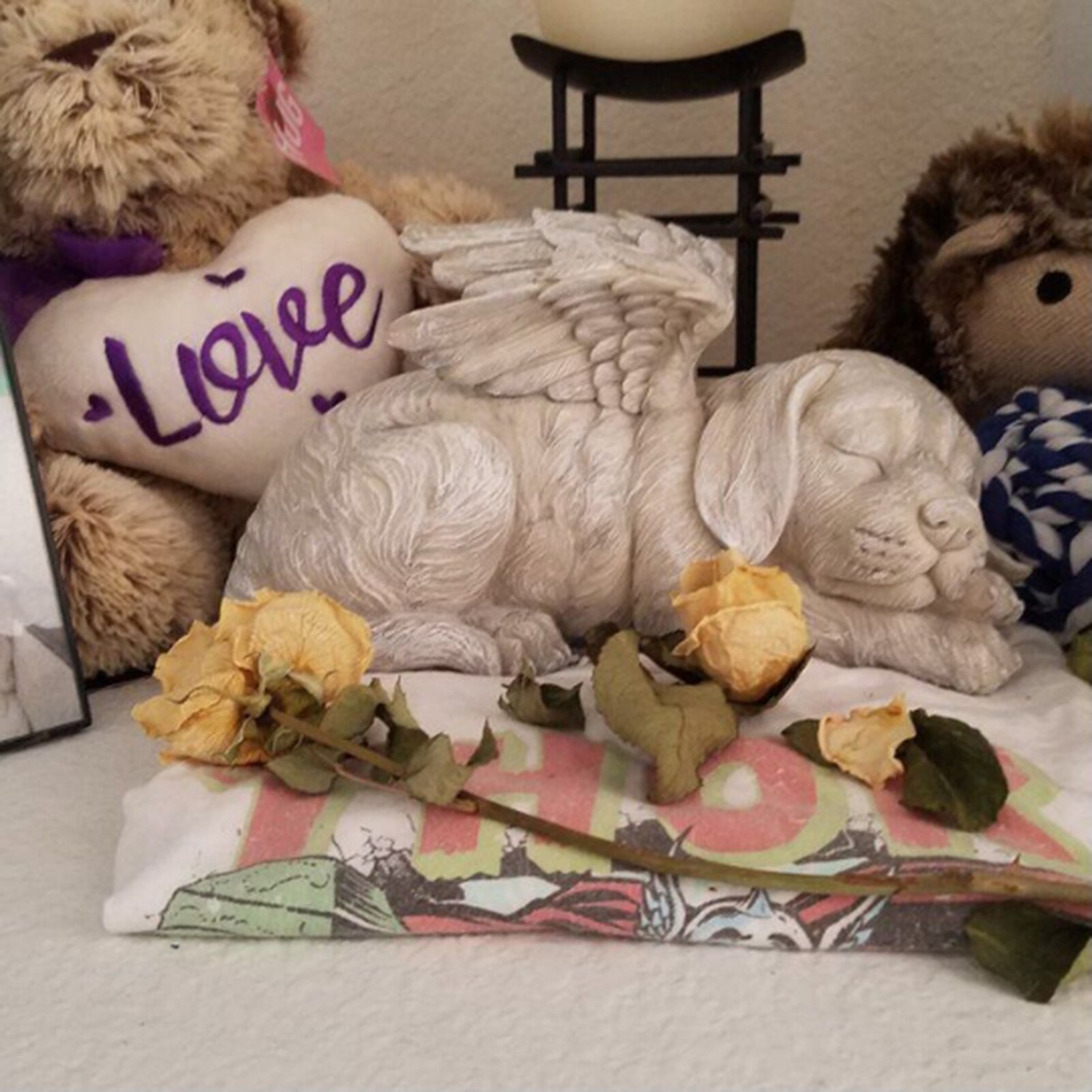 Estatua conmemorativa de resina para decoración de jardín, rotulador de tumba de perro, gato, Ángel y mascota, para conmemorar a las mascotas perdidas