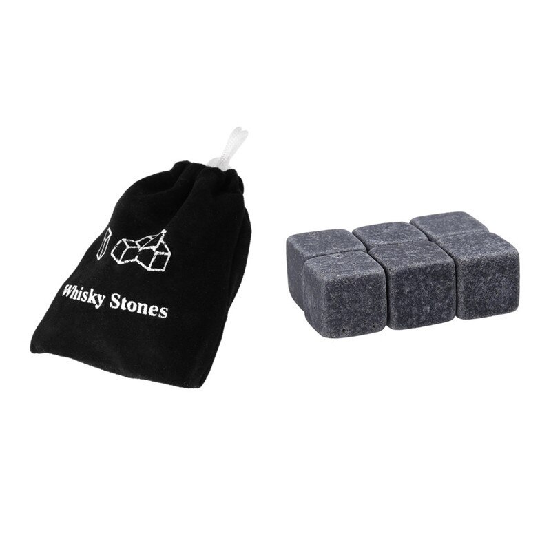 6 Stuks Set Whiskey Champagne Ijs Stenen Cooling Stones Whisky Stones Drinks Cooler Wijn Bier Chiller Met Pouch: Grey