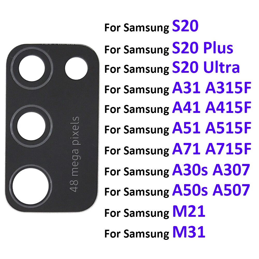 Tylny obiektyw szklany obiektyw do Samsung A30S A50S A31 A41 A51 A71 M21 A31 A21s A70s S20 Plus Ultra uwaga 10 Lite A11 A01