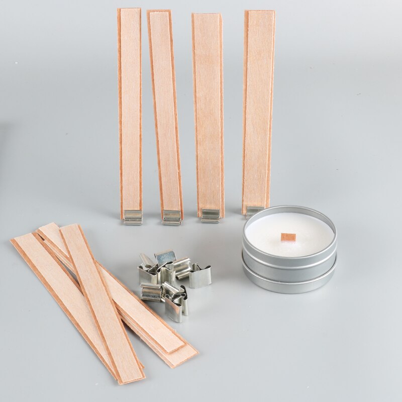 2pcs Wooden Wick Candle With Sustainer Tab Candle Wick Core For DIY Candle Making Supply Soy Parffin Wax Wood Wicks