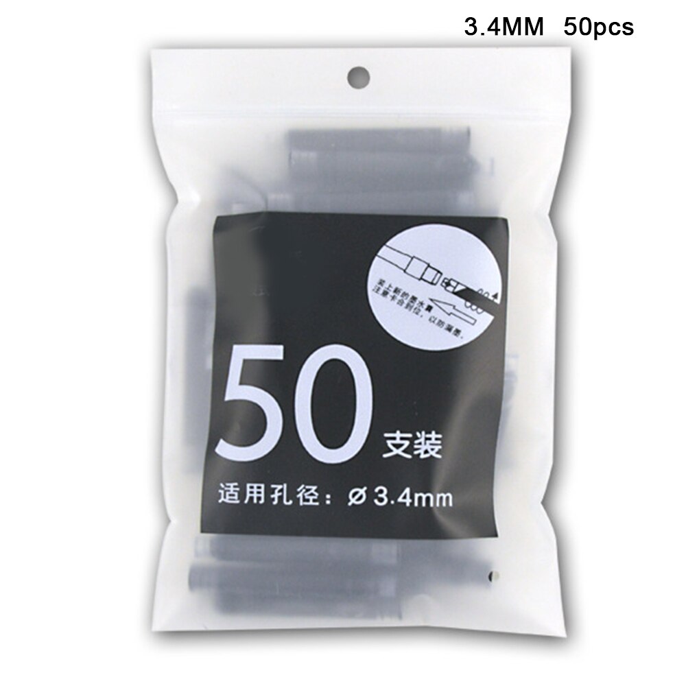 50/100Pcs Fountain Pen Ink Refills 3.4mm Standards International Stationery Office Supplies Ink Pens Blue Black Red Blue-black