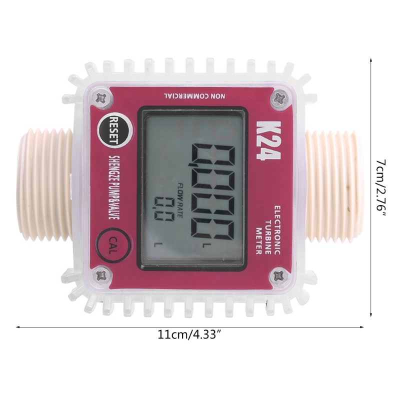 K24 Turbine Digital Oil Fuel Flow Meter Gauge for Chemicals Liquid Water Test Lead Accessory Turbine Meter
