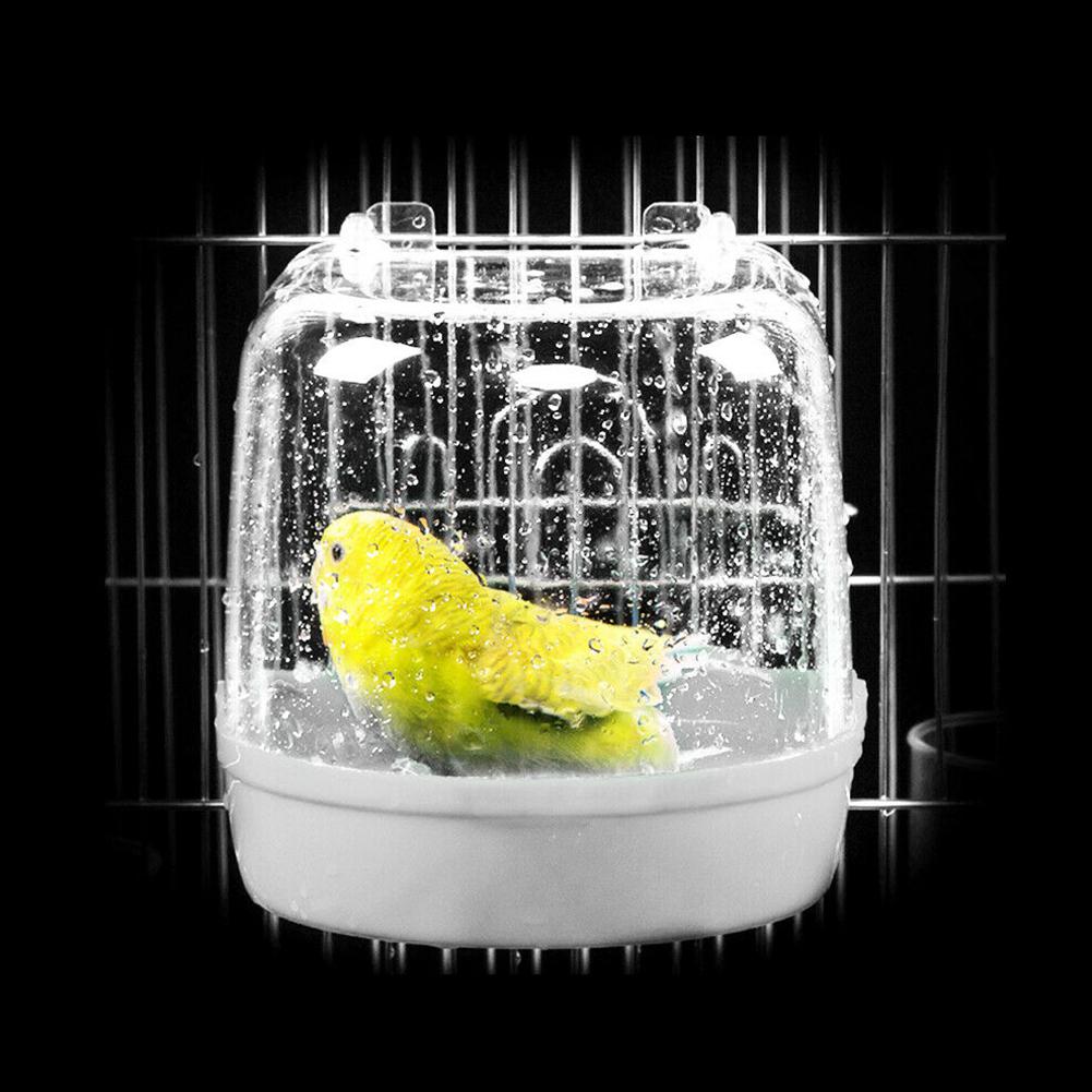Pet Hanging Water Bath Tub For Small Bird Parrots Shower Cage: white