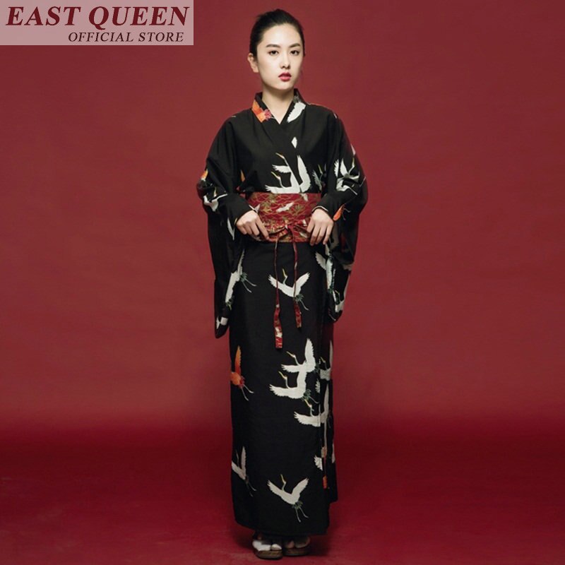 Japansk kimono traditionel japansk kimono sort yukata følelse tøj obi japansk geisha kostume haori  ff607 a