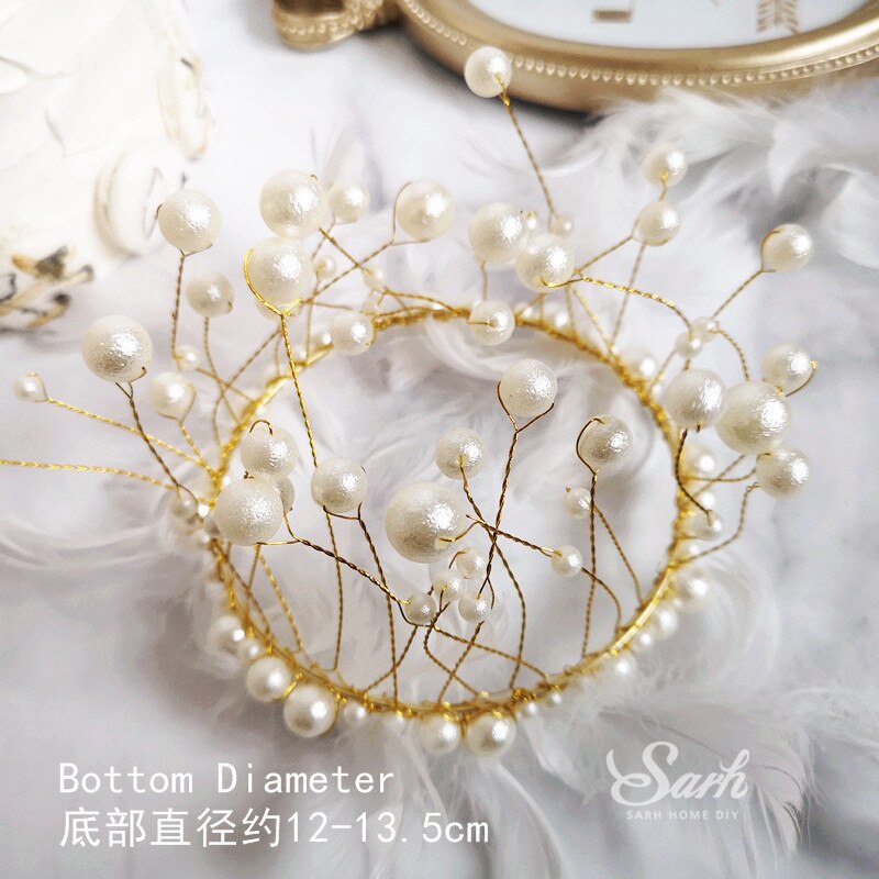 Bola de oro blanco nacarado-brillo, corona para pastel, decoración de de cumpleaños, postre, encantadores