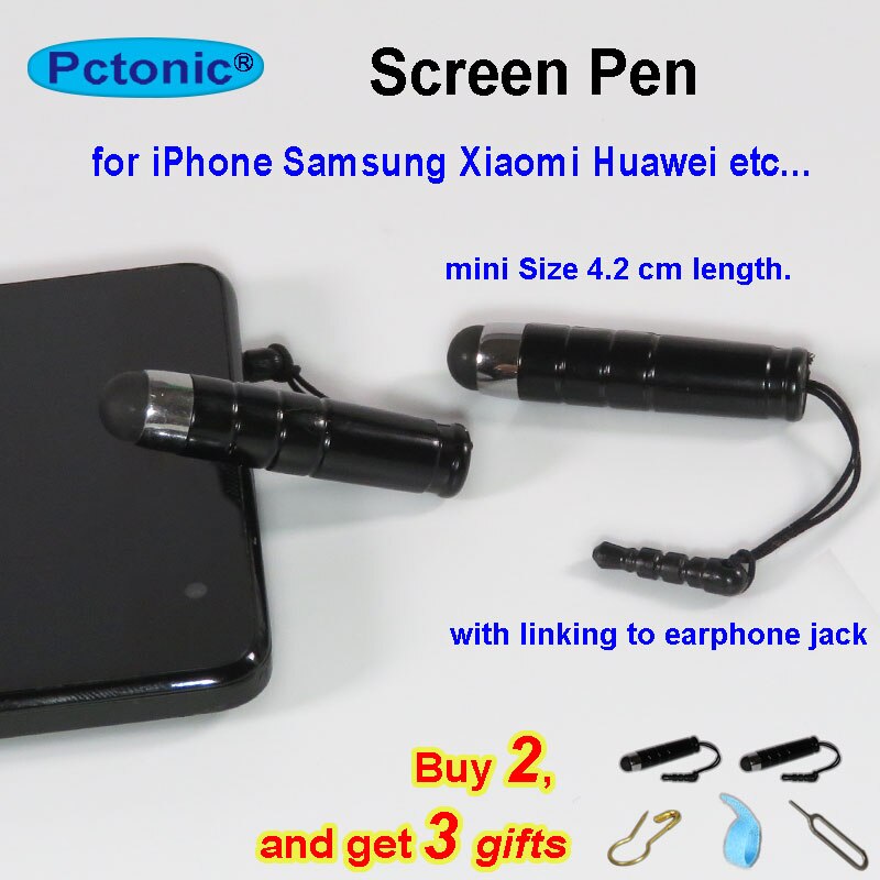 PCTONIC mini touch stylus Capacitive pen with Link to earphone socket Touch screen Stylus PDA touch pencil for iphone samsung