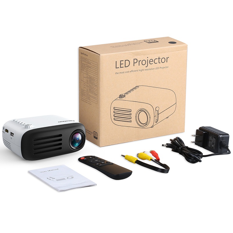 Exquizon YG200 LED proyector portátil 3,5mm 320x240 HDMI USB Mini YG320 PK YG300 proyector DE LA CASA reproductor de medios: Black YG200