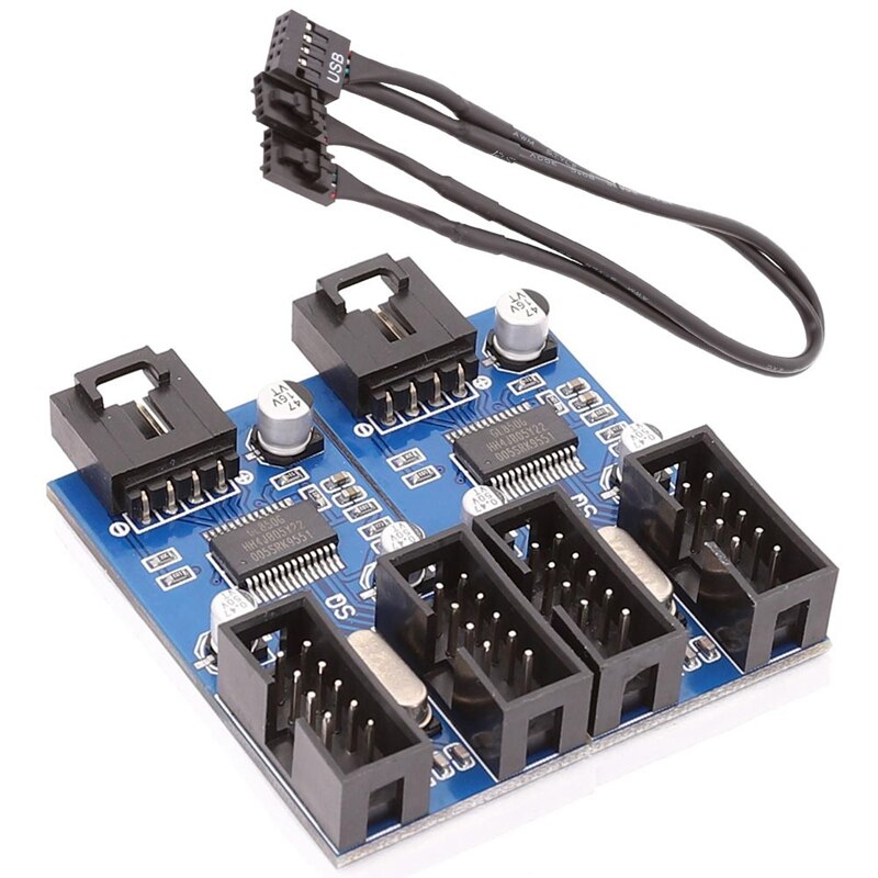 9 Pin USB Header Extension Cable Card Desktop 9-Pin USB HUB USB 2.0 9 Pin Connector Adapter