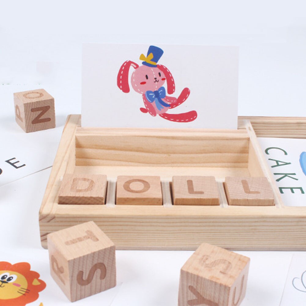 Houten Letters Grappig Blokken Alfabet Spelling Spel Engels Woord Cognitieve Kids Kaarten Bijpassende Educatief Speelgoed Vroeg Leren