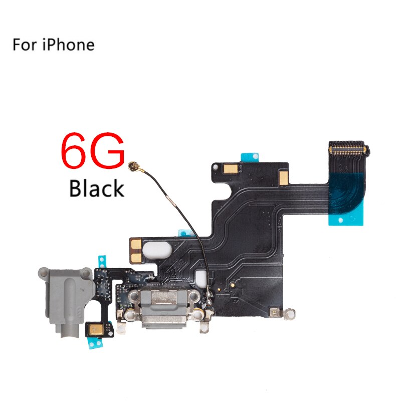 Iphonelle 6g 6 6s plus 5g 5c 5s se latausportti telakointiliitin kuulokkeiden ääniliitäntä+ mikrofonin joustokaapelin vaihto: 6g mustalle