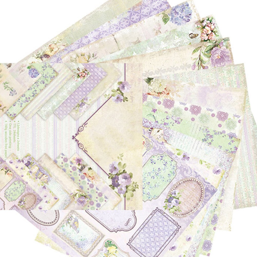 24-in-1 Scrapbook Paper Backing Background DIY Decorative Paper Pads for Box Scrapbook Greeting Card