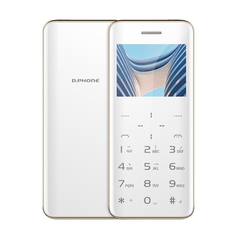 F2 Super Mini Plus Mobiele Telefoon 2.31 "Ultradunne Creditcard Metalen Body Bluetooth Mp3 Dual Sim Touch Knop Glas mobiel: DPhone F2 With 8GB / WHITE