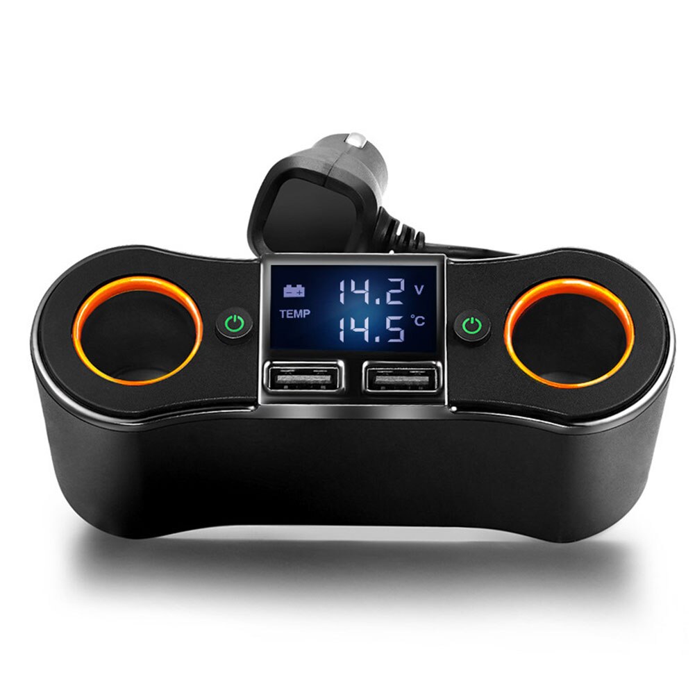 12V DC USB Double Plug Car 2 Way Adapter Cigarette Lighter Splitter Charger Socket