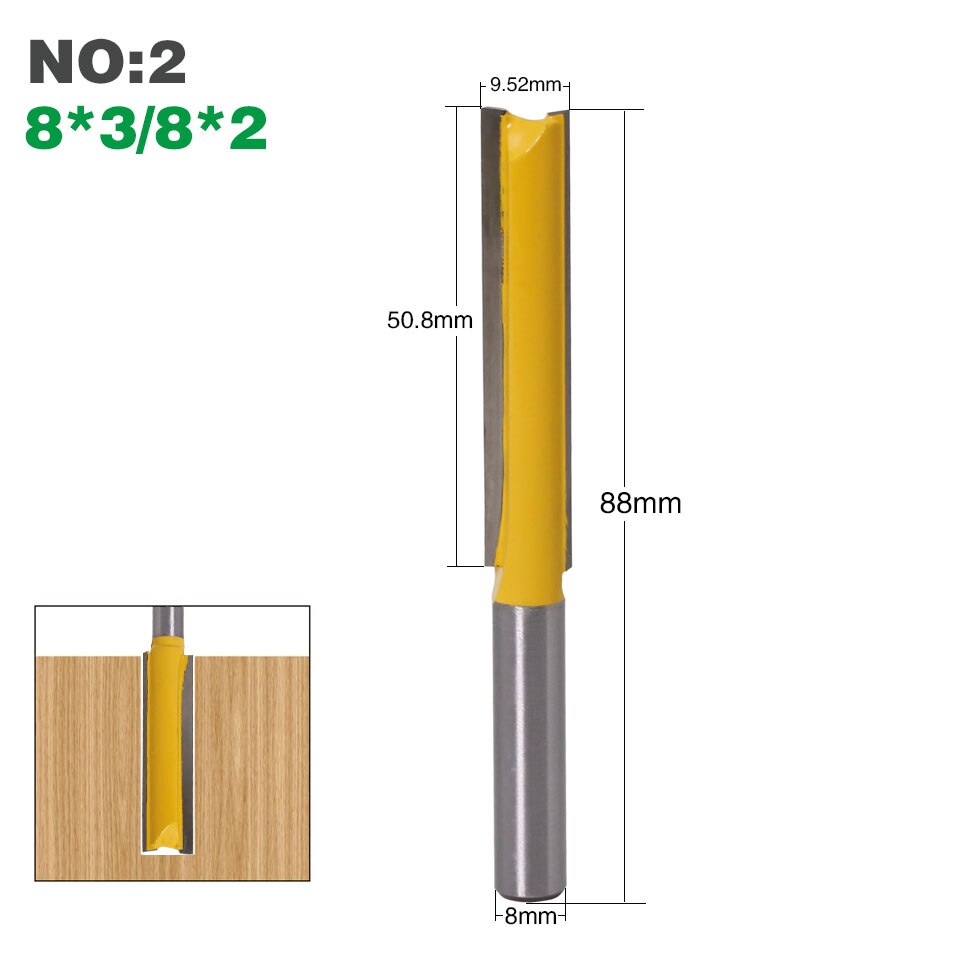1 pc8mm Shank Extra long 3&quot; Blade 8mm&quot; Cutting Dia. Straight Router Bit Woodworking cutter Tenon Cutter for Woodworking: NO2