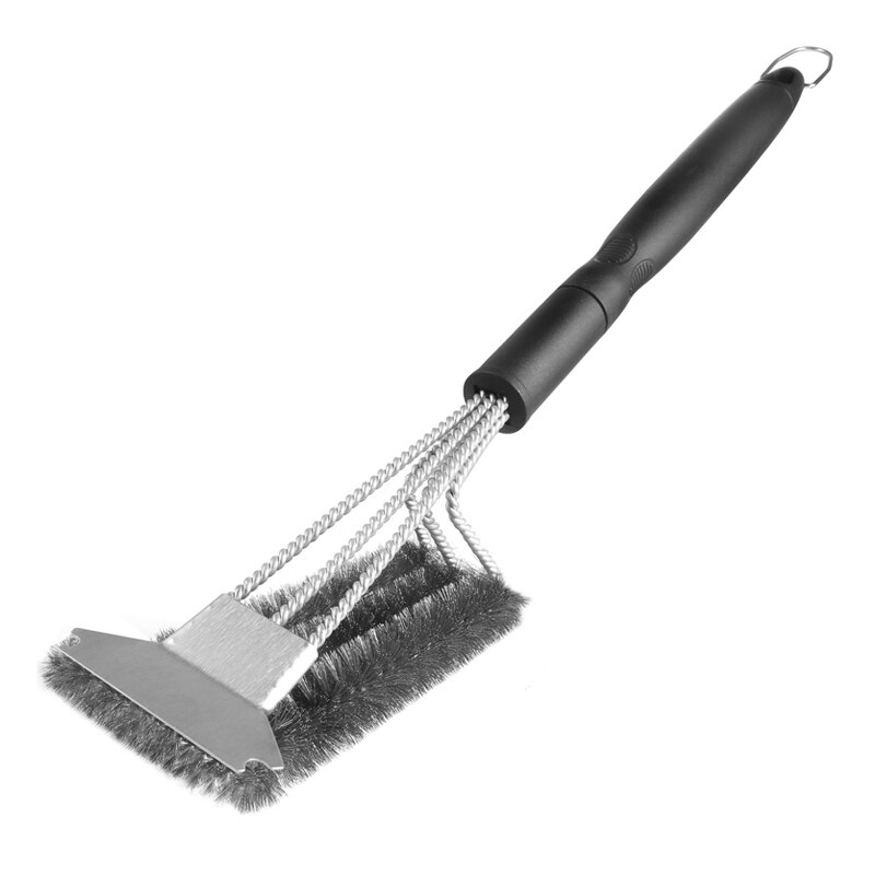 Cepillo de barbacoa, 3 en 1 cepillo de limpieza de cepillo de parrilla de barbacoa & espátula de alambre de acero inoxidable, adecuado para barbacoa, herramienta de parrilla ZXH: 1grill scraper brush