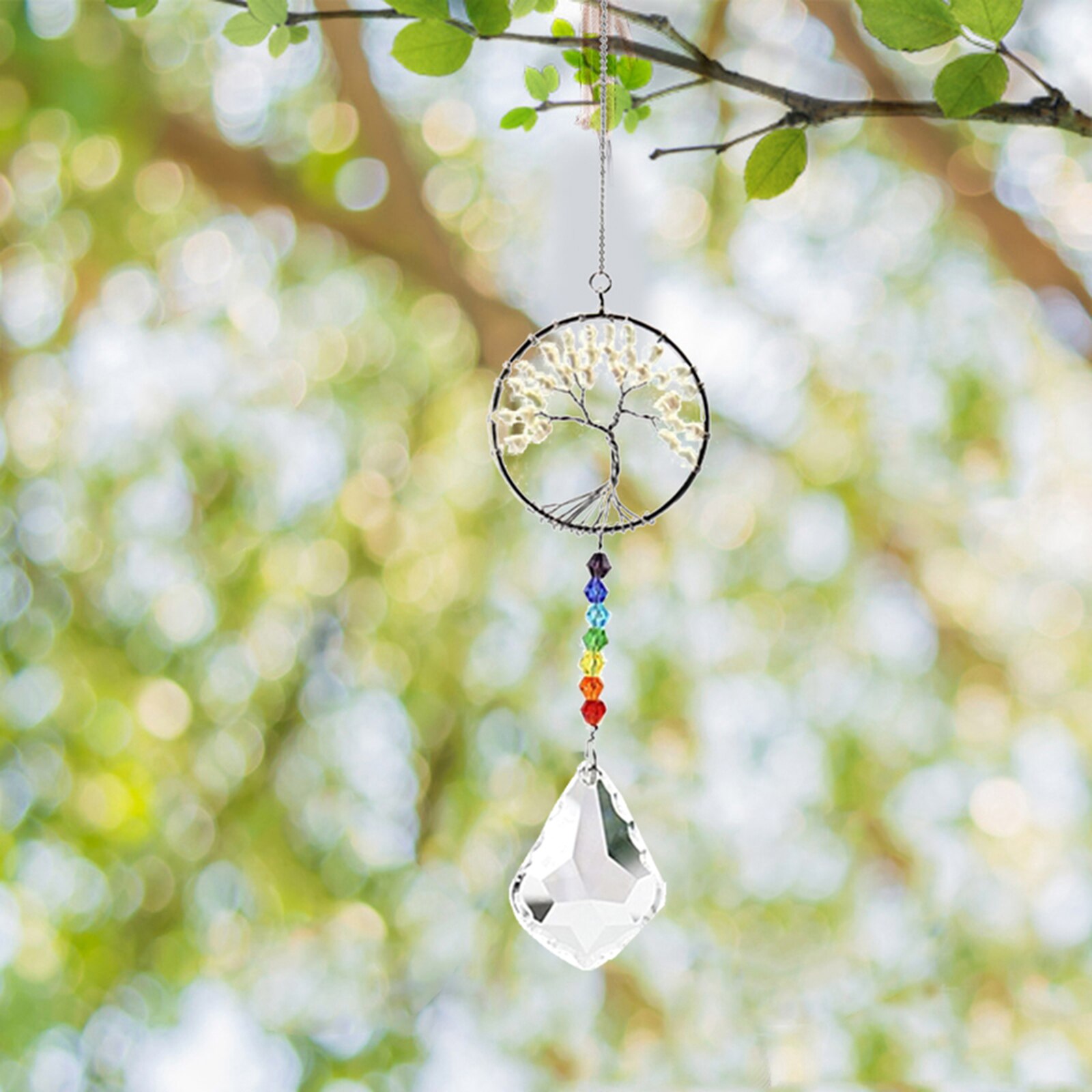 Handmade Suncatcher Crystal Prisms Window Hanging Pendant Rainbow Maker: Pearl Tree of Life
