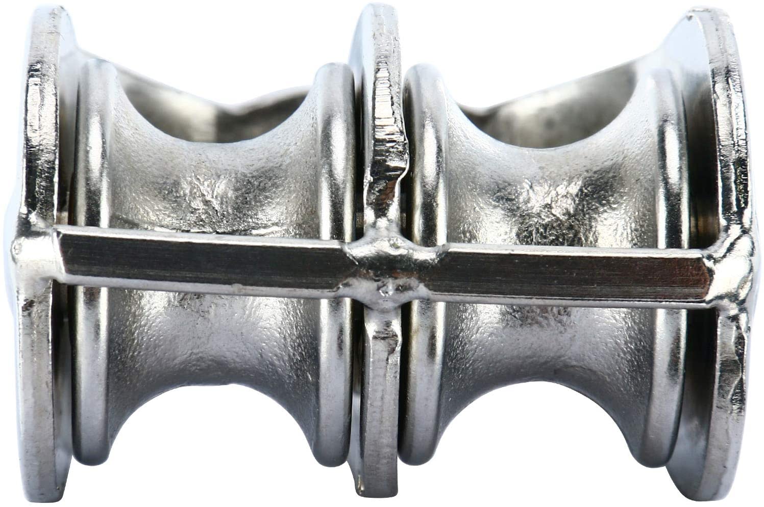 3 Pack M25 Double Pulley Block in 304 Stainless Steel Crane Swivel Hook Double Pulley Roller Loading