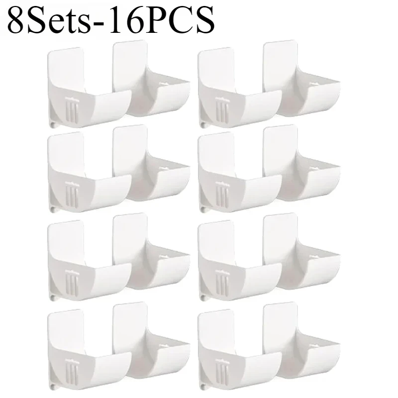 16PCSWall Mounted Non-Punch Storage Tray Kitchen Shelf Plastic Wrap Garbage Bag Refrigerator Side Bathroom Bedroom Storage Shelf: Dark Khaki