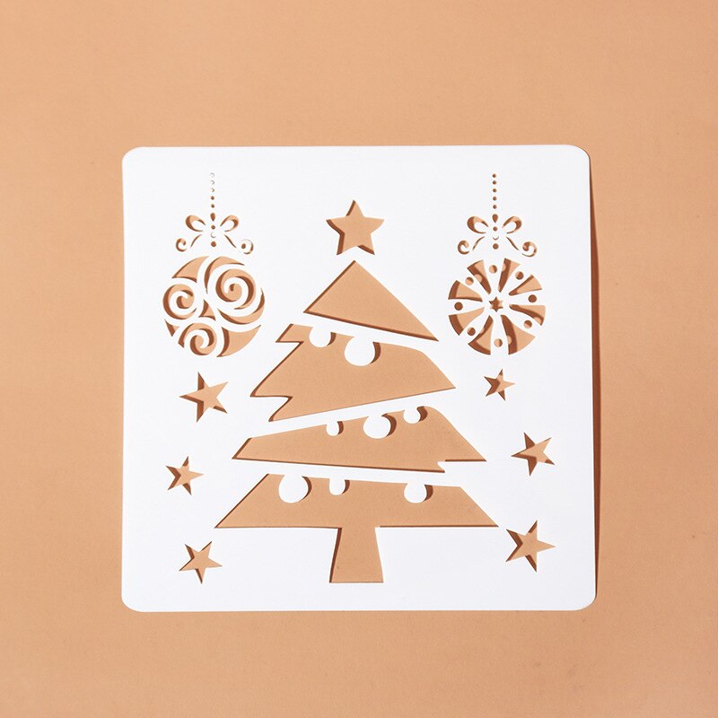 EZONE, regla de pintura de Navidad, de alce, de Navidad, Forma del árbol, plantilla hueca, sello, herramienta de dibujo DIY, papelería de Estudiante: 3