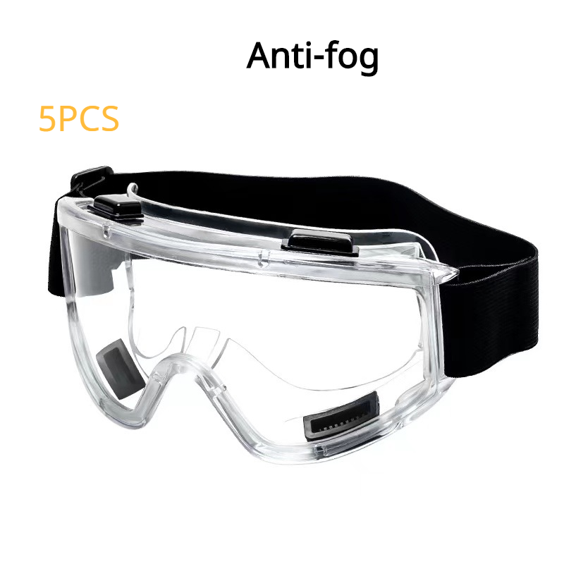Safety Goggle Anti-splash Dust-Proof WInd-Proof Work Lab Eyewear Eye Protection Industrial Research Safety Glasses Clear Lens: 5pcs Anti-fog Clear