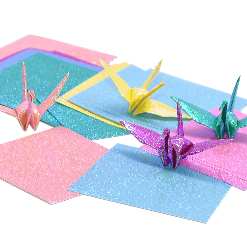 50Pcs/ Set Square Origami Pearl Paper Thousand Paper Cranes DIY Scrapbooking Craft Handmade Origami Folding Materials