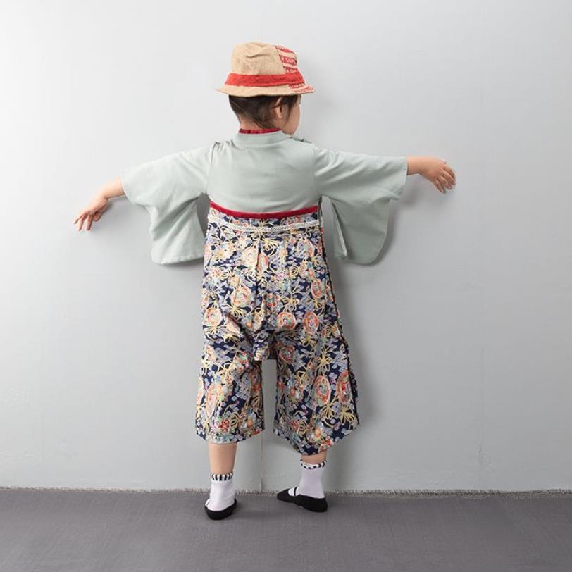 Baby Jongens Meisjes Kleding Japanse Stijl Kids Romper Retro Badjas Uniform Zuigelingen Pyjama Lange Mouwen Gedrukt Kimono A204