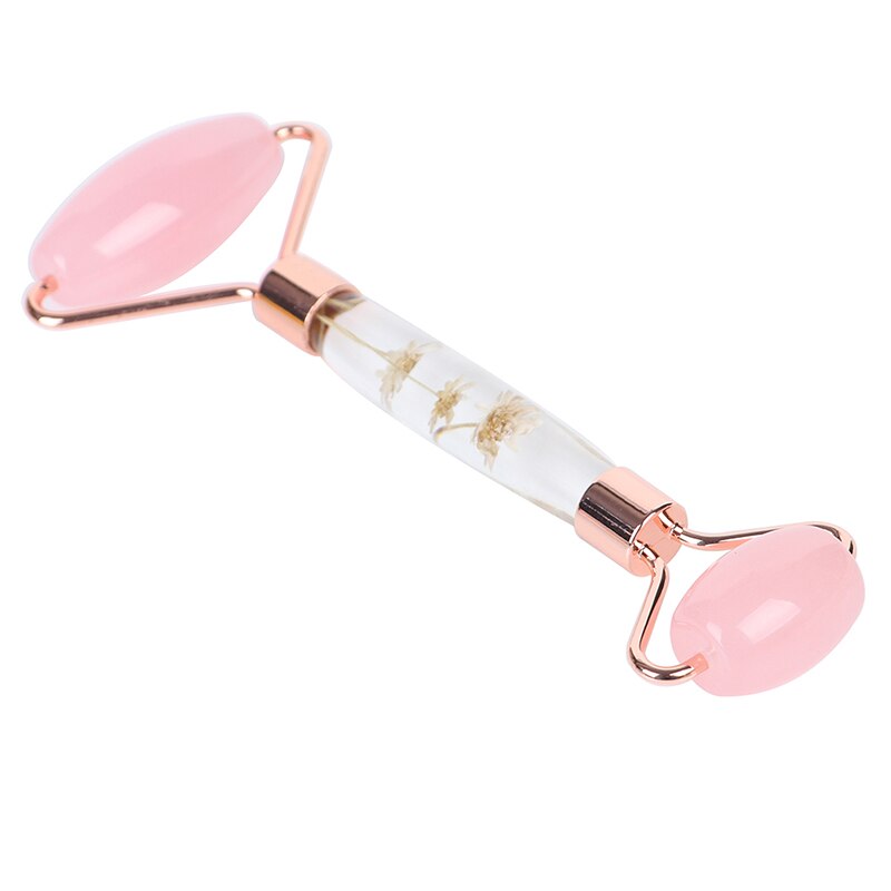 1Pcs Rose Quartz Jade Roller Bloem Pole Roller Gezicht Lifting Massager Facial Manuele Massage Roller: D