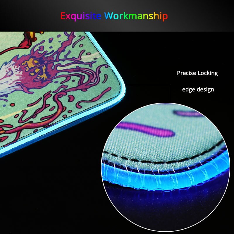 Mairuige Red Black Abstract Large RGB Mouse Mat Locked LED Lighting Rubber Gaming Mousepad Anti-slip for Computer PC Mice