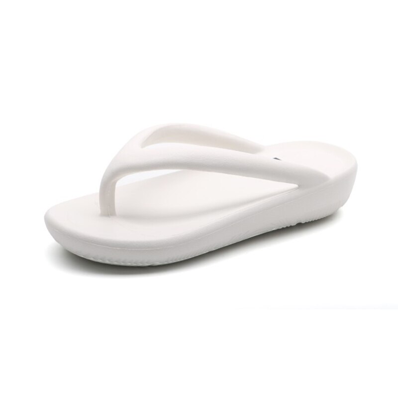 Casual kvinners skinnflip flops sommer rundt hode damer hvite strandsko sklisikre tykke svarte tøfler kvinne: Hvit / 39