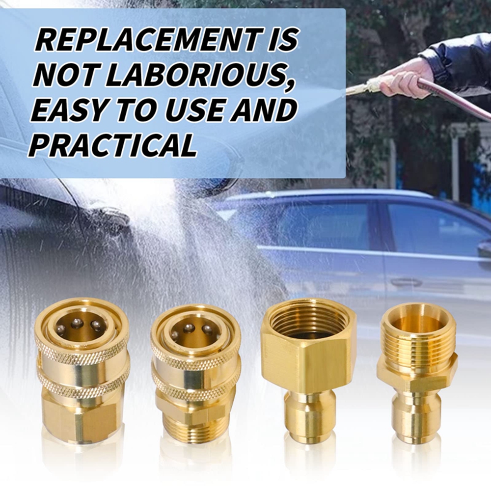 Pressure Washer Quick Disconnect Adaptor Set M22-15mm to 3/8 Quick Release Couplers for Attach Hose to The Water Pumps 5000 PSI