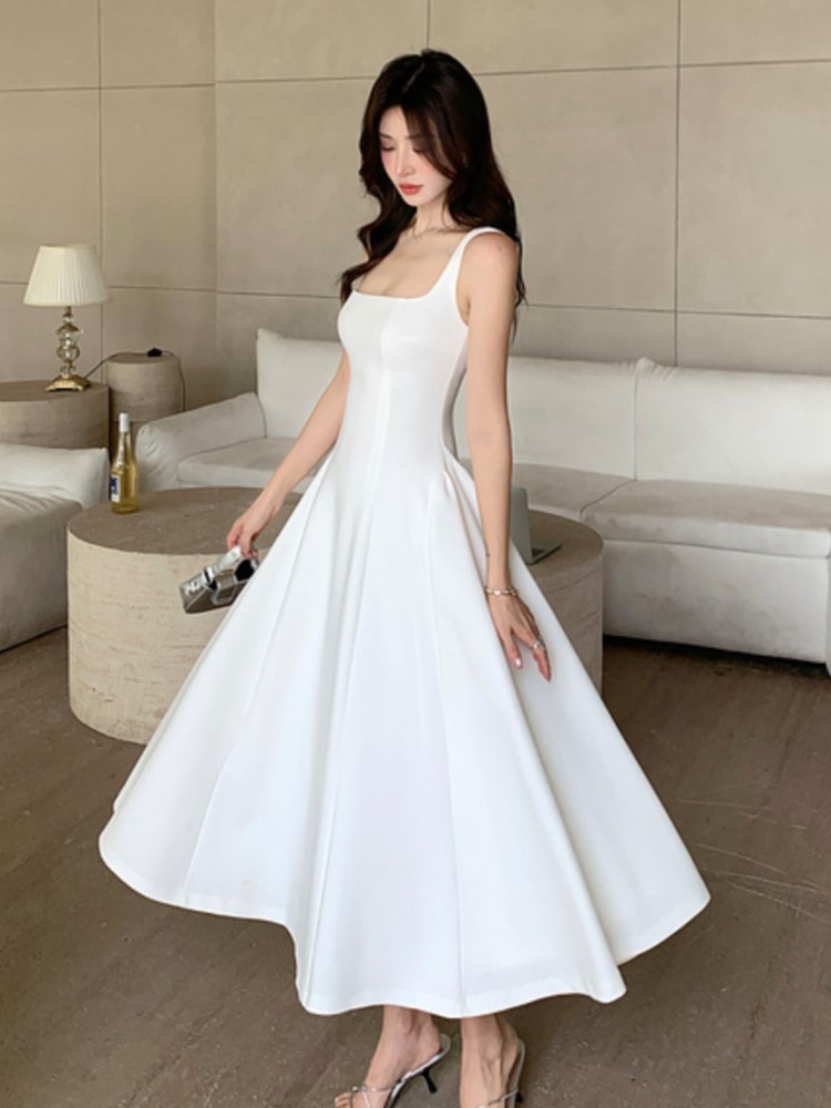 Elegante rot Abendkleider für Damen, ärmellos, für Hochzeitsgäste, Spaghettiträger, A-Linie, weiß, Party, weibliches Abendkleid, Vestidos