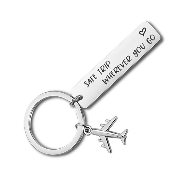 Drive Safe Fly Safe Keyring Plane Keychain Couples Men Boyfriend Pilot Flight Key Chain Christmas