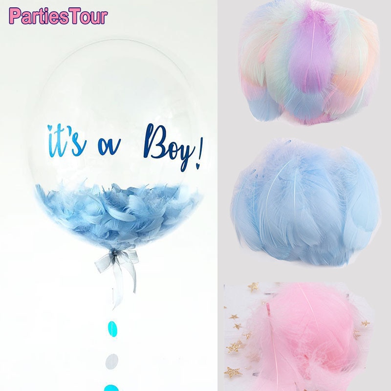 100 Uds macarrones pluma colorida globos Bobo transparentes rellenos decoraciones para cumpleaños y bodas caja de globo DIY artesanía relleno pluma