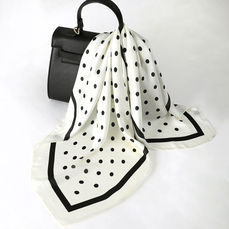 Bufanda de lunares para el pelo para mujer, pañuelos cuadrados de seda para la cabeza, Bandana, Foulard de , chales, pañuelo para el cuello para mujer de verano