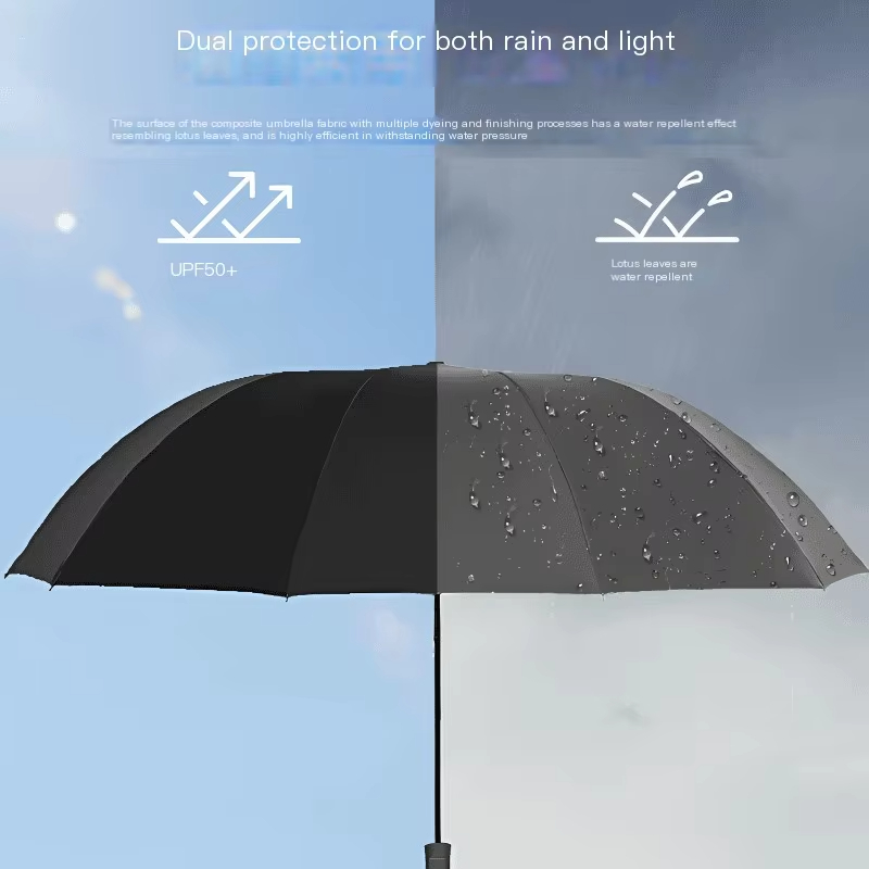 130 cm/51,18 Zoll Zehn-Knochen-Regenschirm, wasserdicht, winddicht, manuell, große Regenschirme, verstärkter UV-Schutz