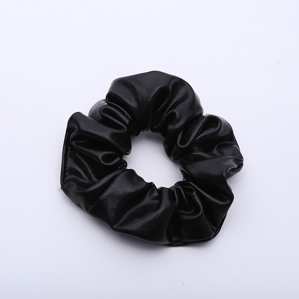 Bandana de piel sintética para niña y mujer, bandas elásticas para pelo, coletero, accesorios para el cabello, color dorado y negro, novedad de
