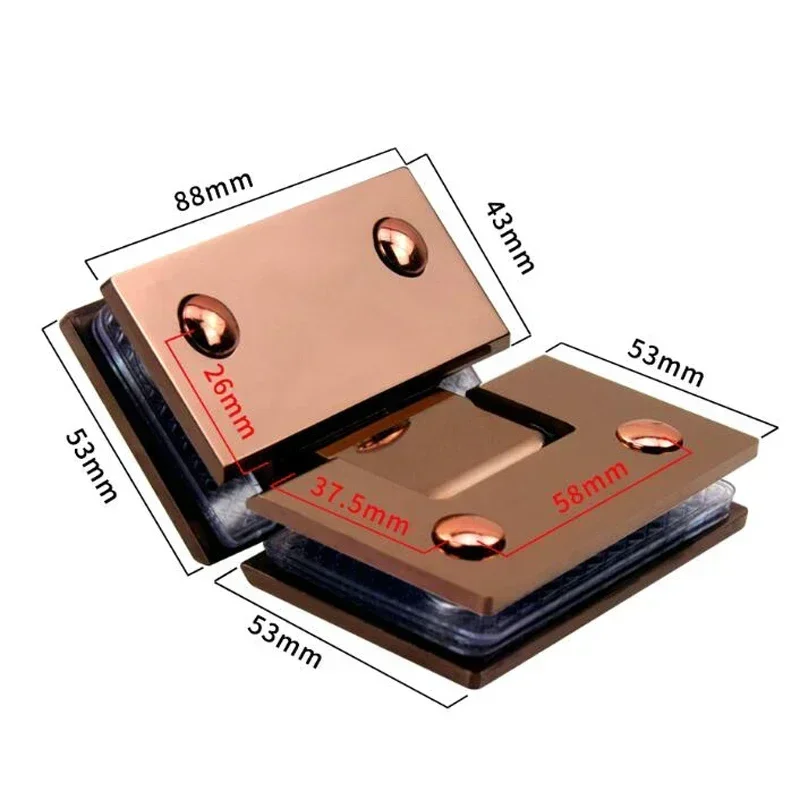Rose Gold Douche Installatiesets Douche Glazen Klem Beugel Glazen Deurgreep Scharnier Behuizing Glazen Paneel Steunstang