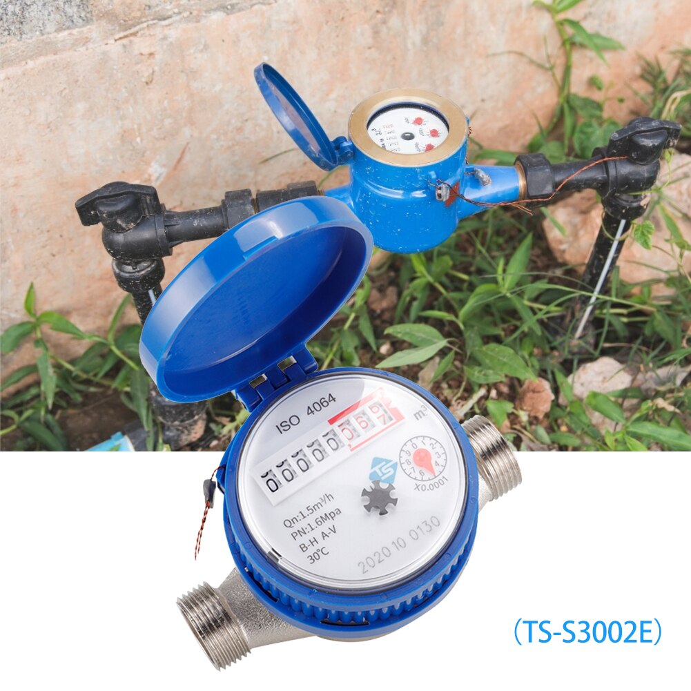 Medidor de agua fría para jardín, uso doméstico con accesorios gratuitos, medidor de medición de agua con puntero giratorio mecánico ajustable 360