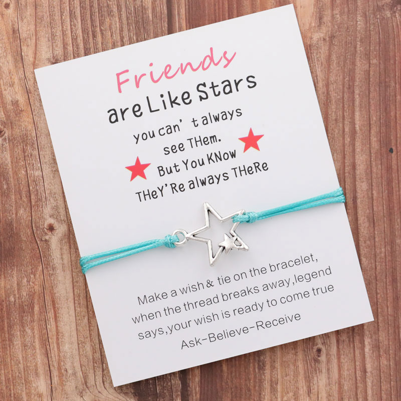 Pulseras de la amistad con de estrellas para hombre y mujer, pulseras de cuerda hechas a mano con abalorios, con de mejores amigos, chicas y adolescentes, de joyería