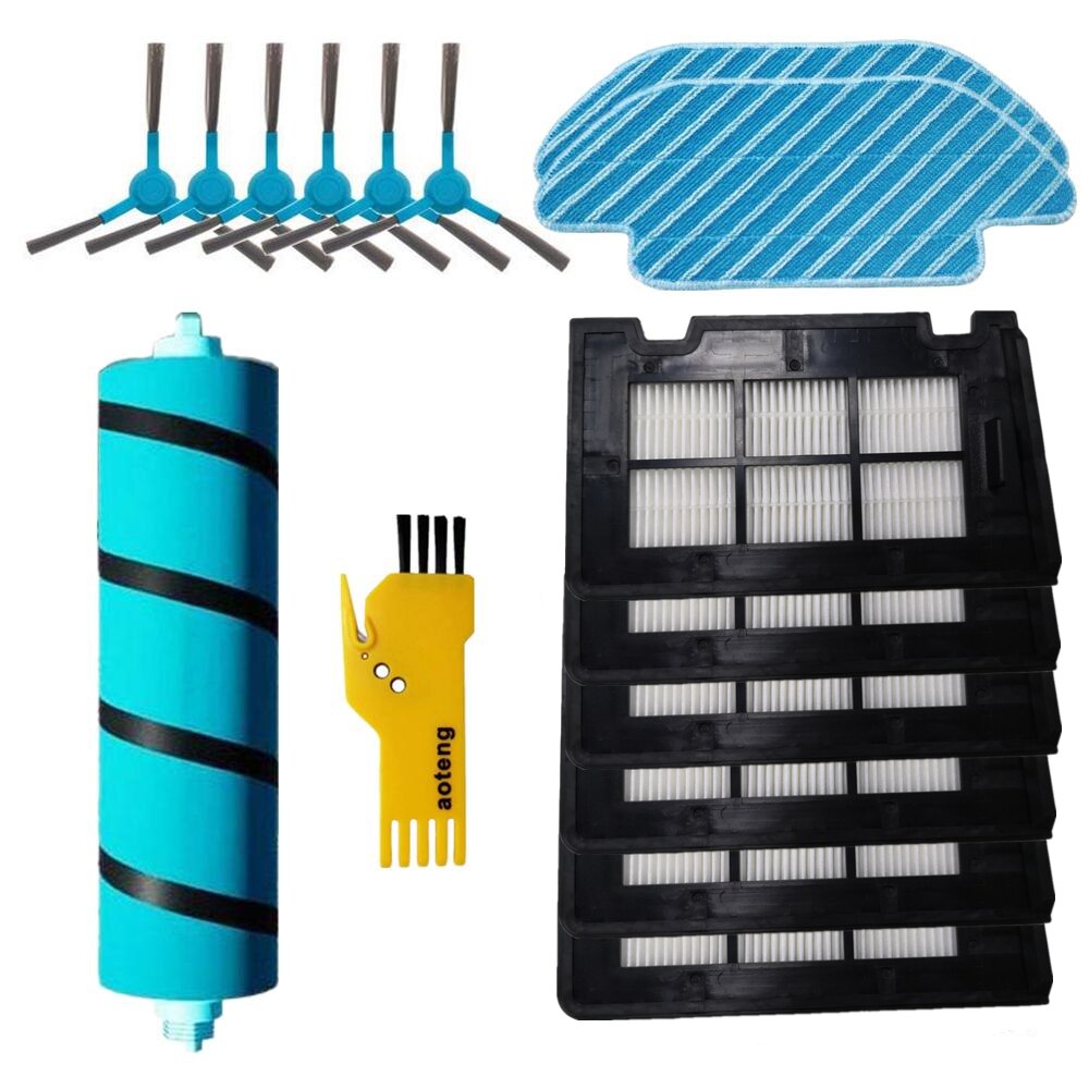 Filtro HEPA para Cecotec Conga 5090 6090 7090 Robot aspirador, cepillo de rodillo, cepillos laterales, piezas de repuesto para mopa: 08