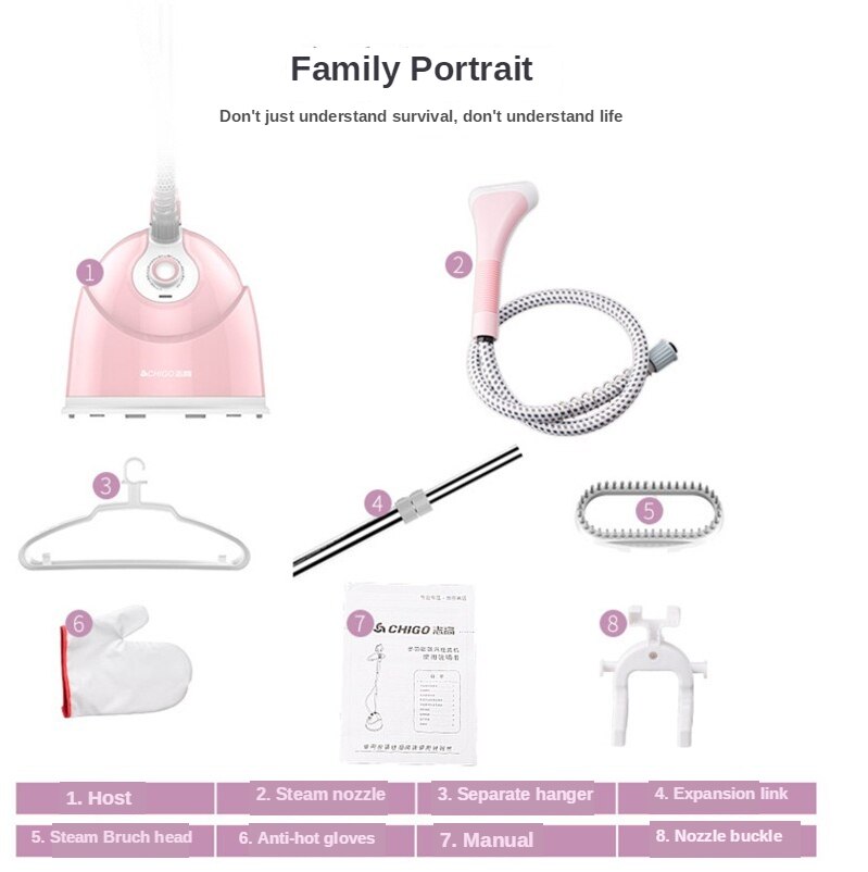 Chigo Household electric ironing machine single pole clothes steamer portable handheld hanging ironing tool with steam brush
