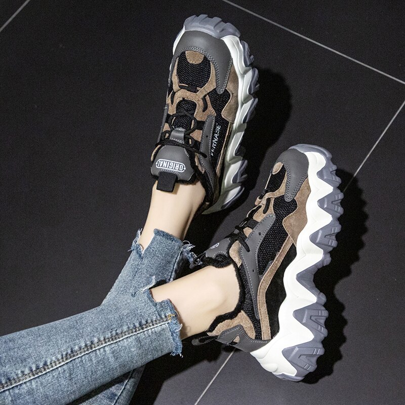 Platform forår dame sneakers kvinder sko kvindelige sorte sneakers med høj sål sko kvinder høj top chunky sneaker