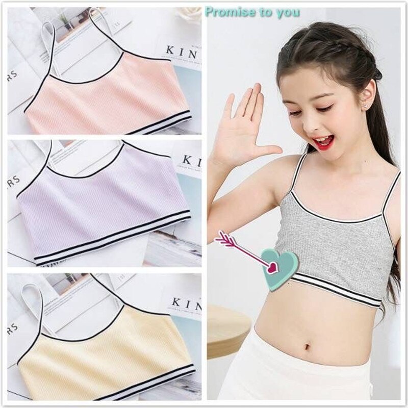 6 Teil/los Teenager Mädchen Schlinge Schulungen Bh Weiche Baumwolle Nette Bralette BüGel Freies Unterwäsche für Pubertät Mädchen 8-12Y