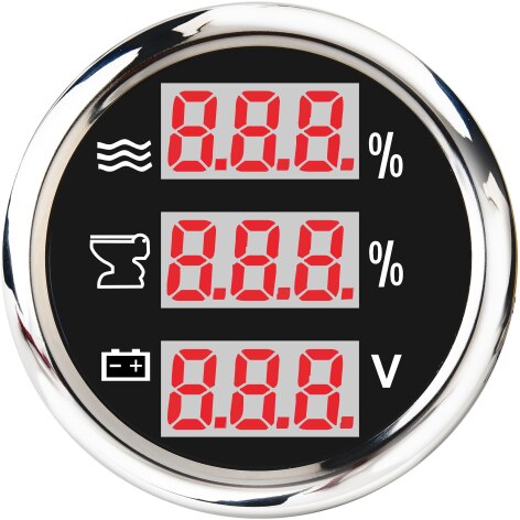 Waterproof Universal 3 in 1 Multi-Function Digital Gauge Water Level Gauges Waste Holding Tank Indicator Voltmeter With Alarm: BS