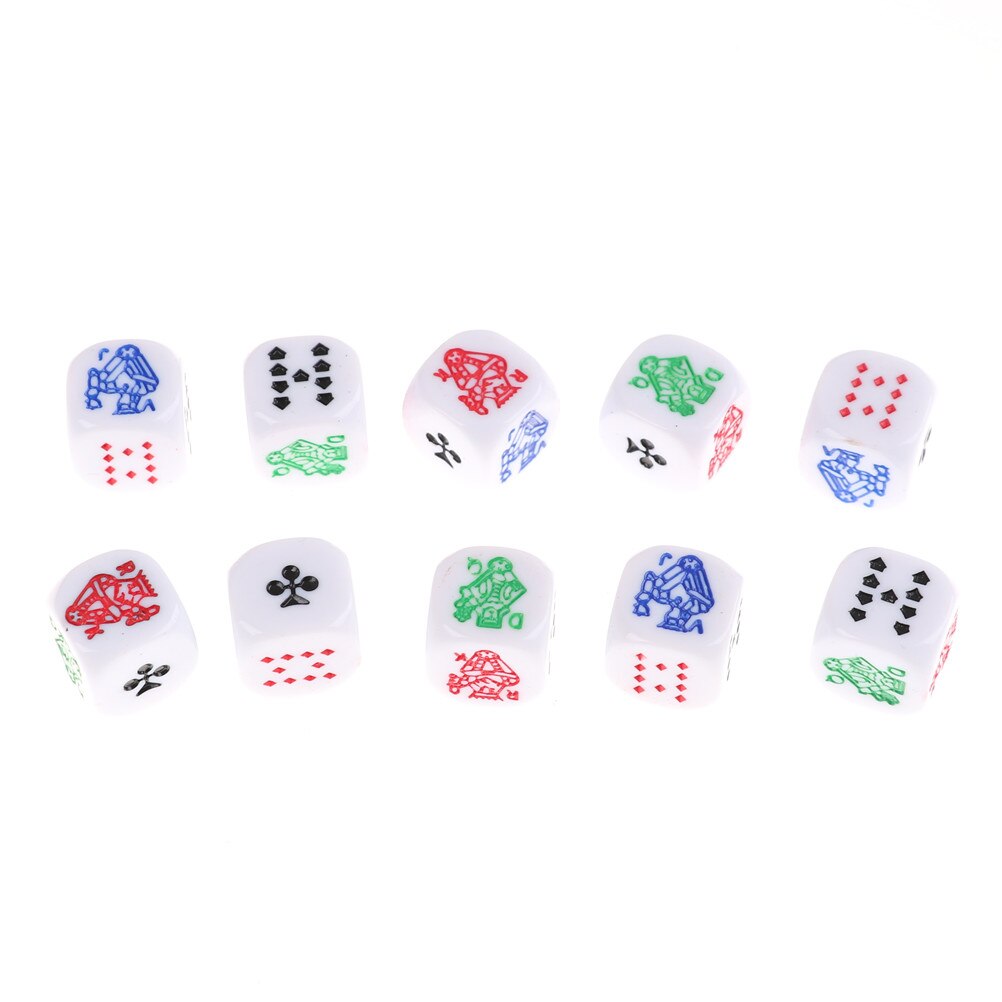 10 Pieces 12mm Six Sided Poker Dice for Casino Poker Card Game Favours