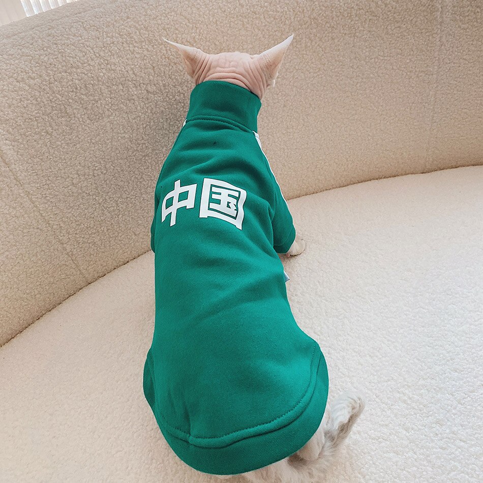 Direct Selling Winter Warm Sphynx Cat Clothes China Letter Hoodies Clothing For Kitten Sphint Jacket Coat Pet Clothes