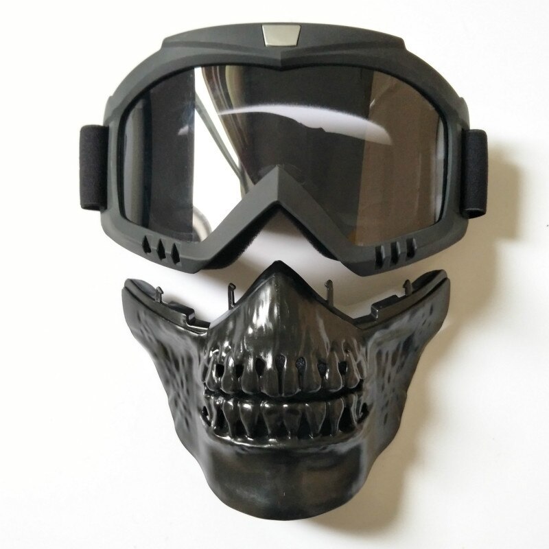 Cool skull moto rcycle máscara facial con gafas desmontable modular gafas máscara para moto de cara abierta Vintage Casco moto Casco