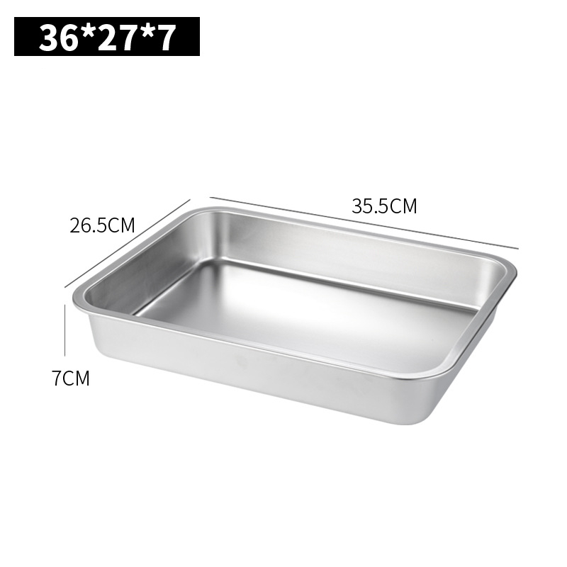 Bandeja de almacenamiento rectangular de acero inoxidable, plato de cena, horno, pastel, bandeja para hornear, pan, recipiente de comida, accesorios de cocina: YELLOW