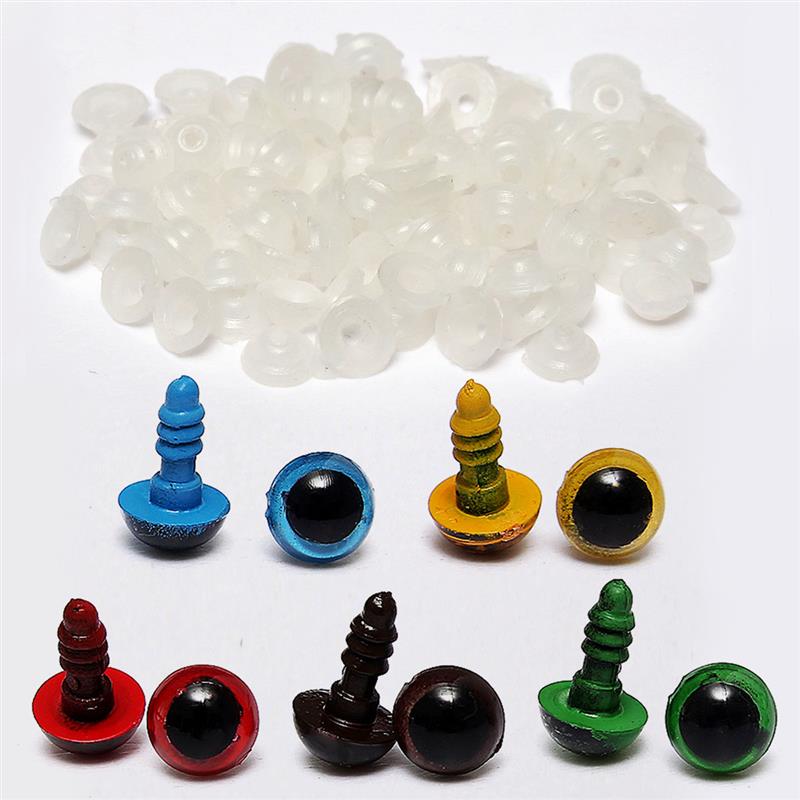 50 pares/100 Uds. Caja de Ojos de muñecas de plástico de 8mm de seguridad DIY para oso de peluche accesorios de peluche Snap Animal Puppet Doll Craft