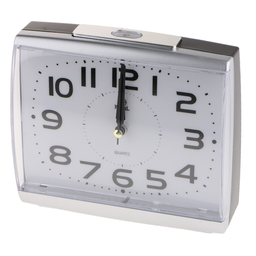 Stille, analoge wekker met nachtlampje, niet-tikkende quartz-functie, werkt op batterijen en heeft een snooze-functie.